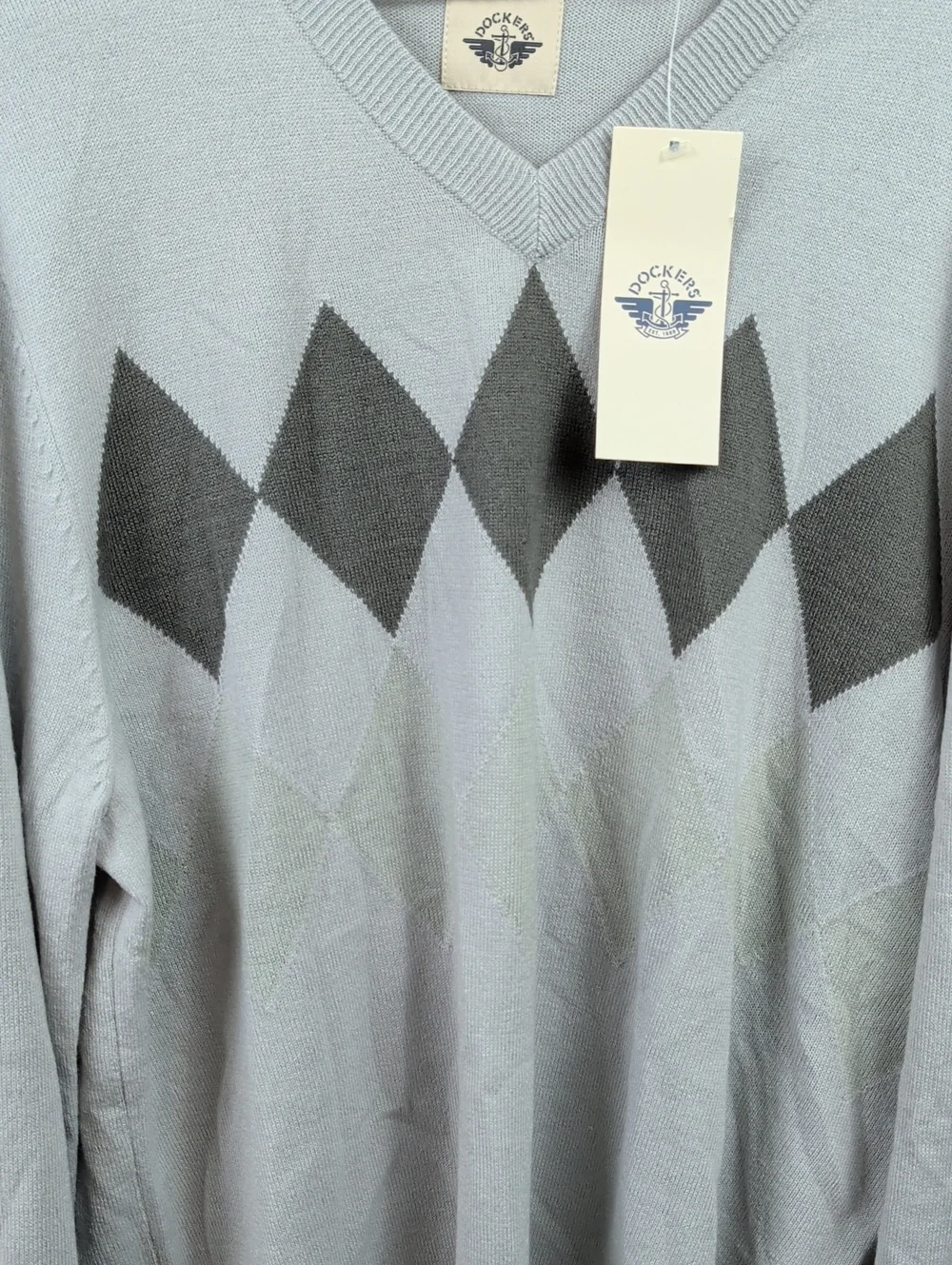 Dockers Men's Light Gray V-Neck Sweater Large New Nwt